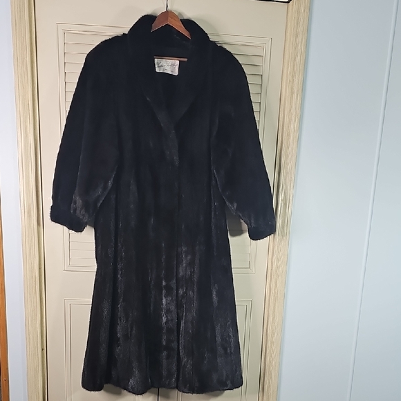 Mink Coat Maxi Length Black Size 14 In Excellent Condition Fully Lined. - Picture 1 of 10